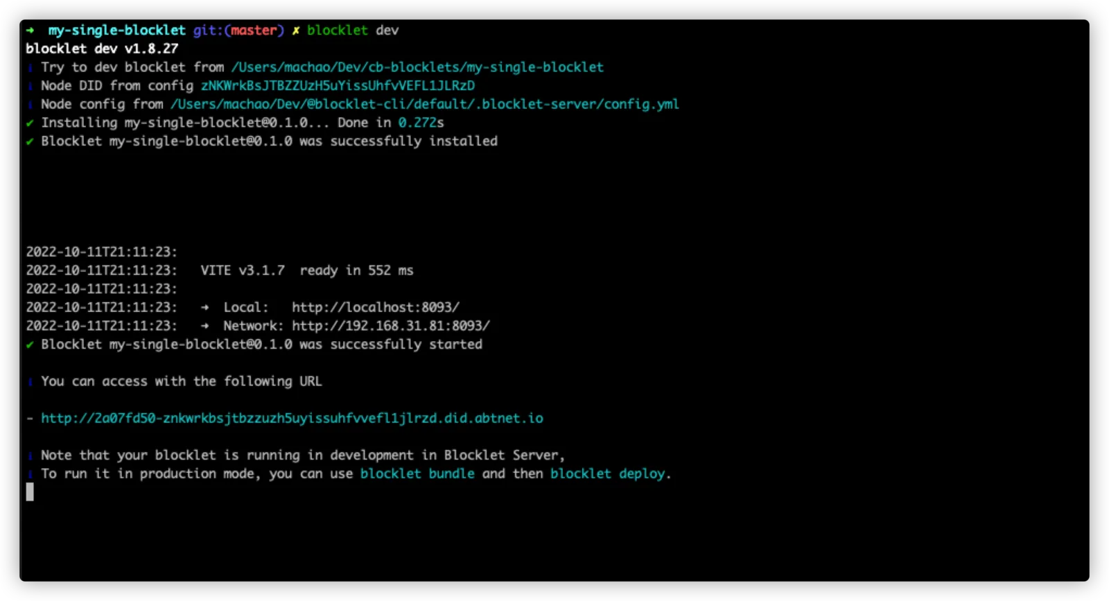 start-blocklet