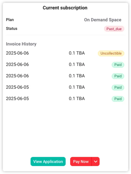 Screenshot: fix(core): replace overdue payment button with split button component