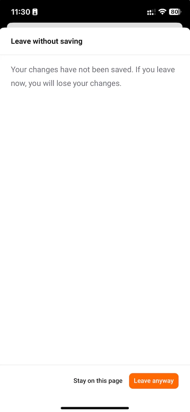 Screenshot: feat: improve comment dialog with unsaved changes confirmation