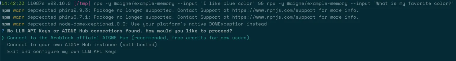 Initial setup prompt when no API key is found.