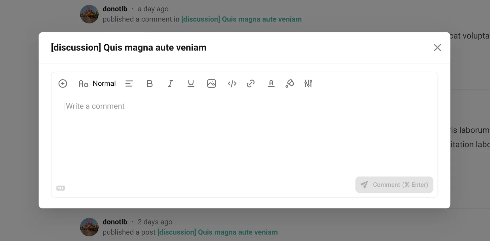 Screenshot: feat: improve commenting/replying in feeds