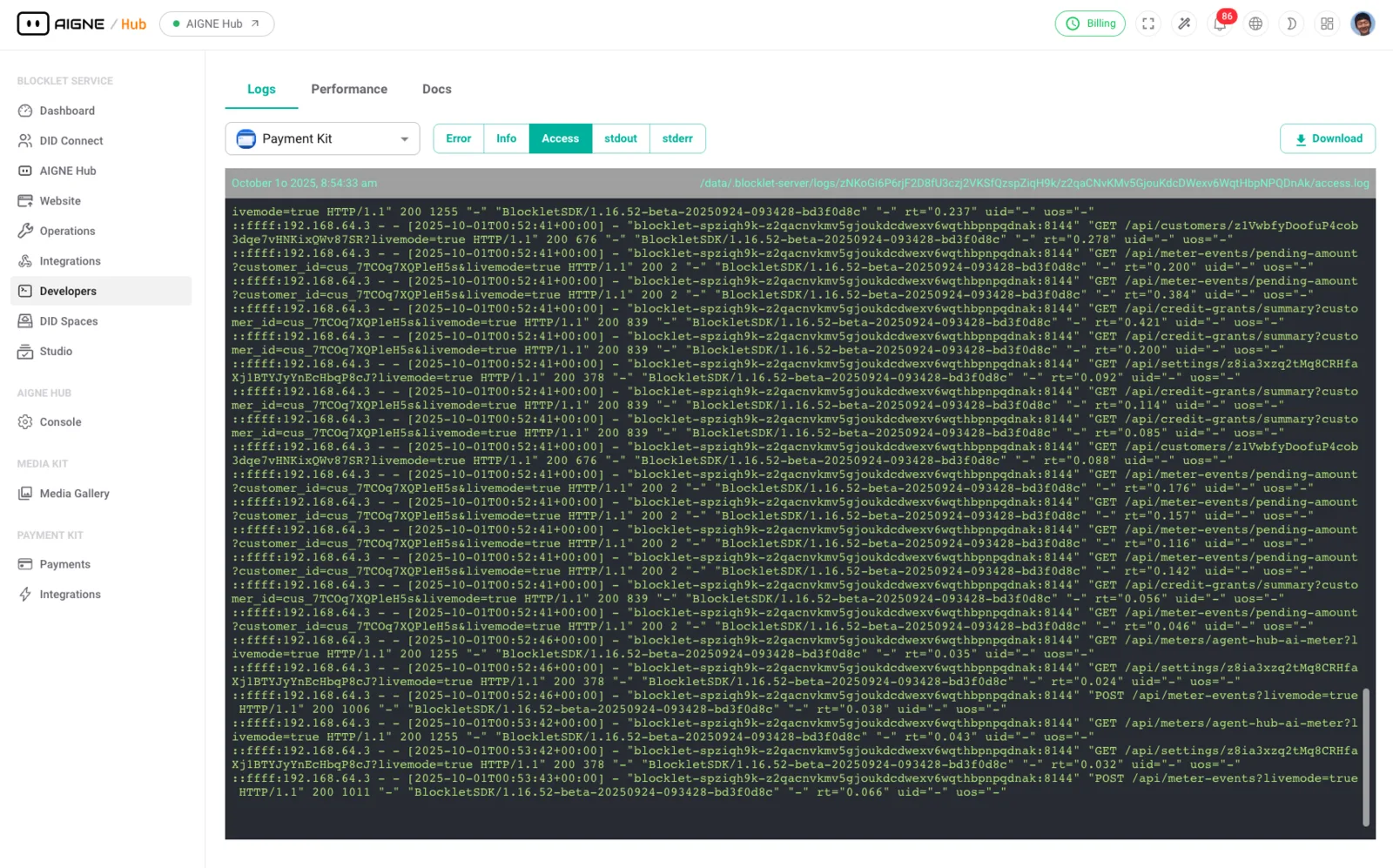 Developer Logs Viewer