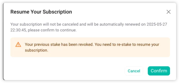 Screenshot: feat(core): enhance stake management for subscription