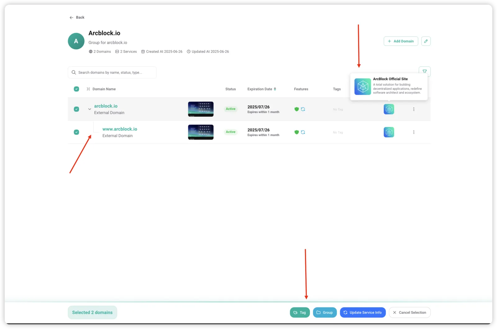 Screenshot: feat(domain): enhance domain management with intelligent hierarchy and auto-screenshot capture