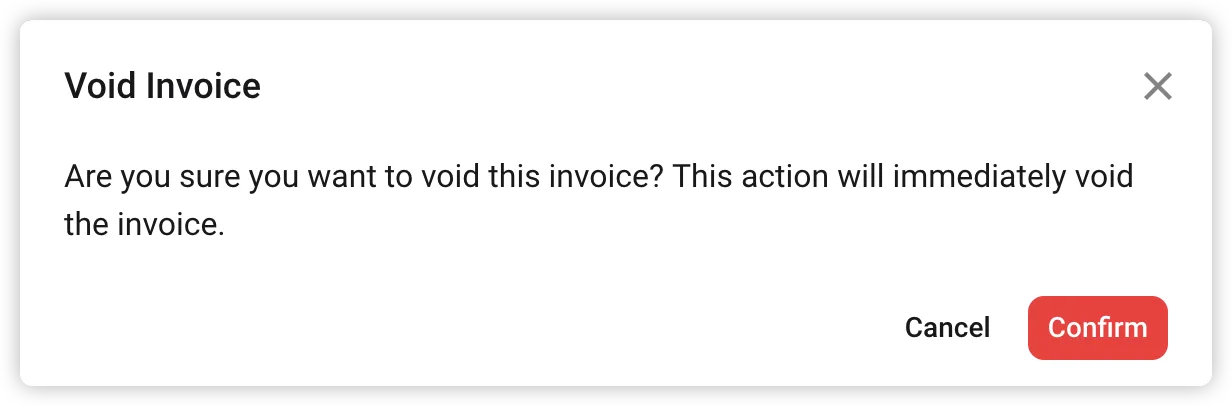 Screenshot: feat(core): add invoice void functionality with admin controls